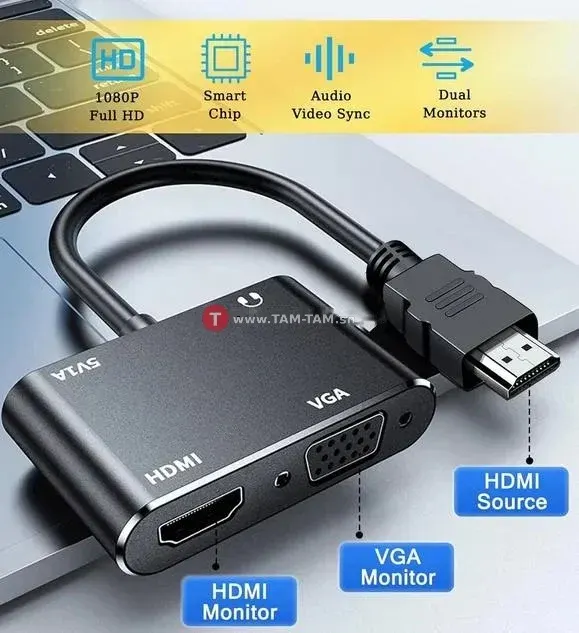 Adaptateur HDMI 4K vers VGA, HDMI avec Prise Stéréo 3,5 mm