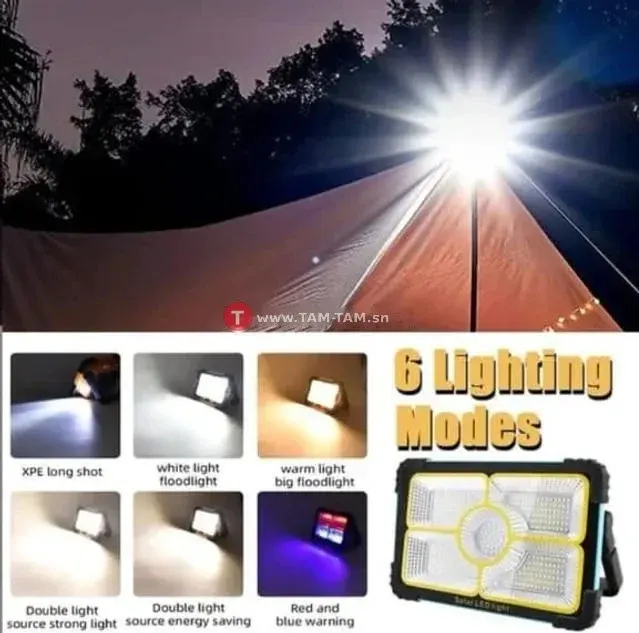 Lampe solaire Spot LED 100W, Batterie 7200 (mAh)