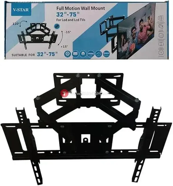 V-star Support mural TV avec bras articulés (32"-75" pouces)