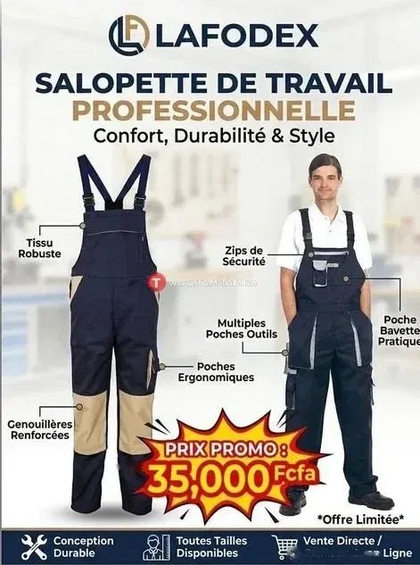 Salopette LAFODEX bleu marine foncé/gris, taille 44-50-52