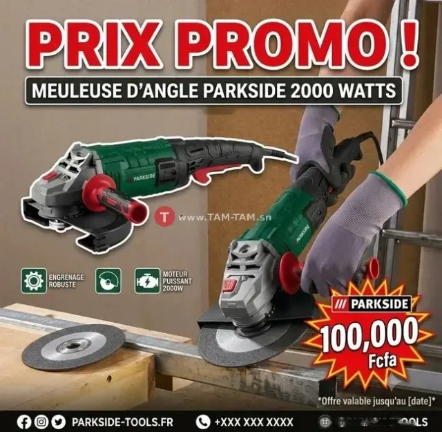 Meuleuse d'angle Parkside 2000W PWS 230 D4 6500 tr/min