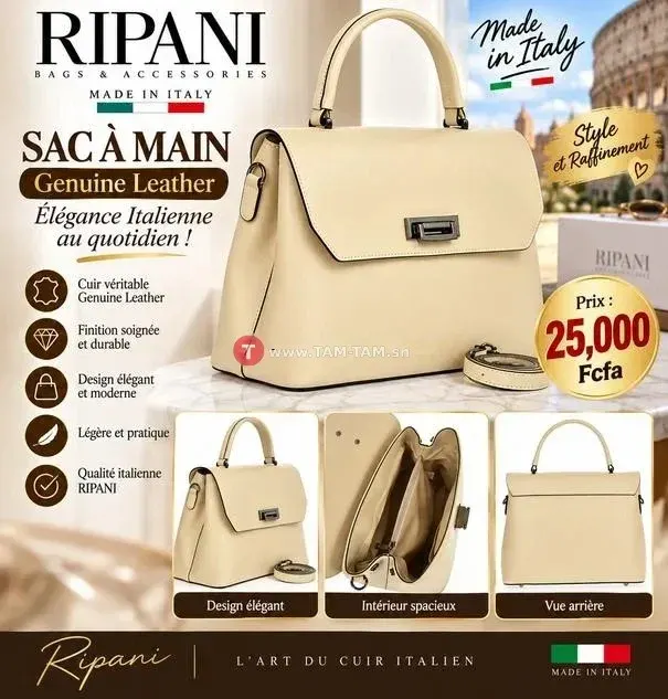 Sac à main en cuir Genuine Leather fabriqué en Italie