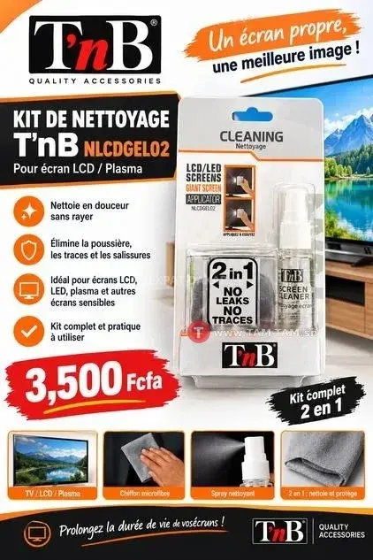 Kit de nettoyage T 'nB NLCDGEL02 pour écran LCD/plasma