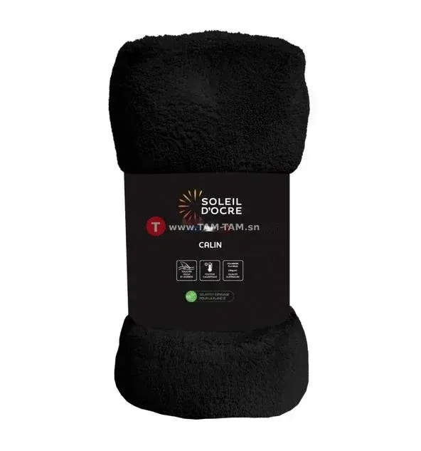 Couverture Flanelle 220x240 Cm Calin Noir, Par Soleil D'ocre