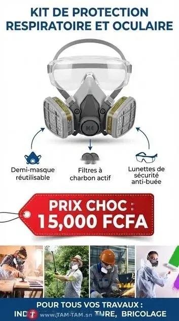 Masque respiratoire demi-visage avec filtres et lunettes