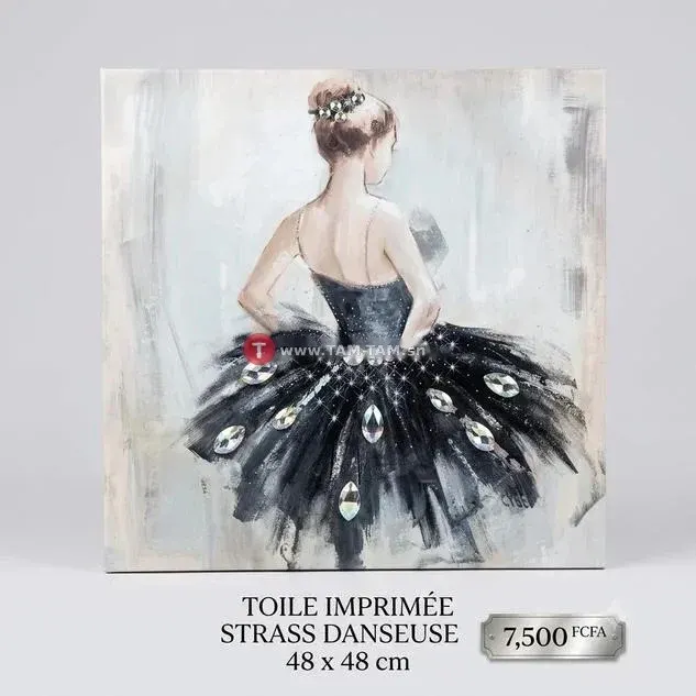 Toile imprimée Strass Danseuse 48 x 48 cm