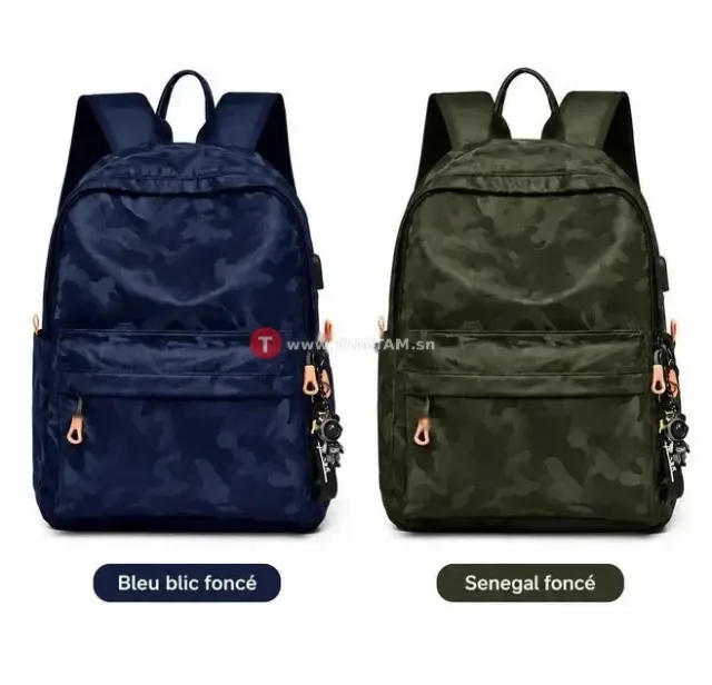 Sac à dos camouflage bleu ou senegal foncé pratique