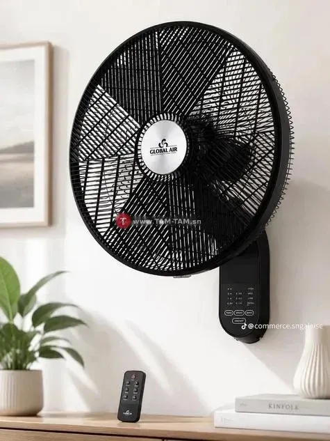 Global Air ventilateur mural noir télécommande 3 vitesses