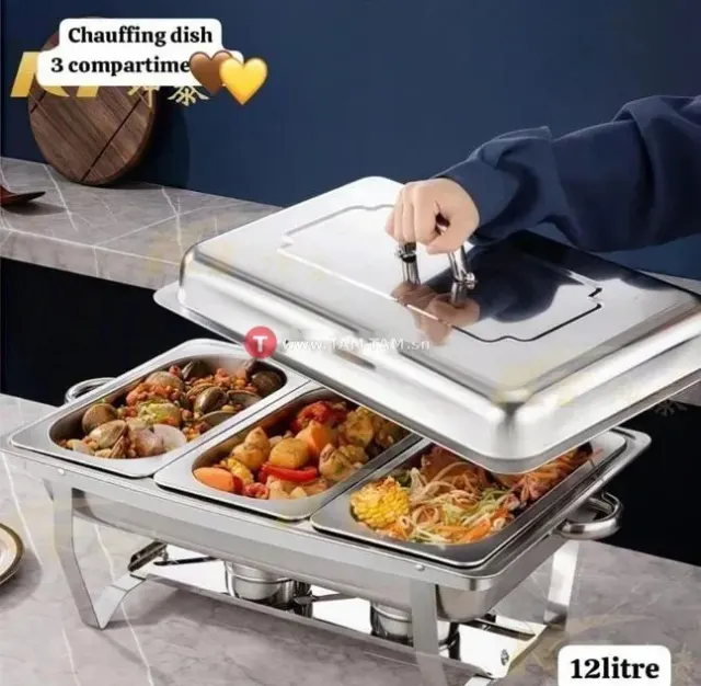 Chauffe plat inox 12L 3 compartiments buffet