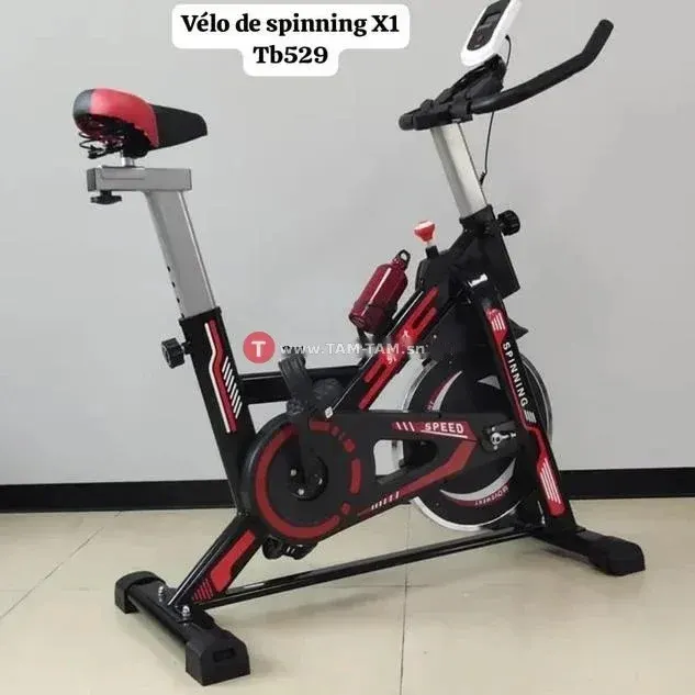 X1 Tb529 vélo spinning réglable noir et rouge