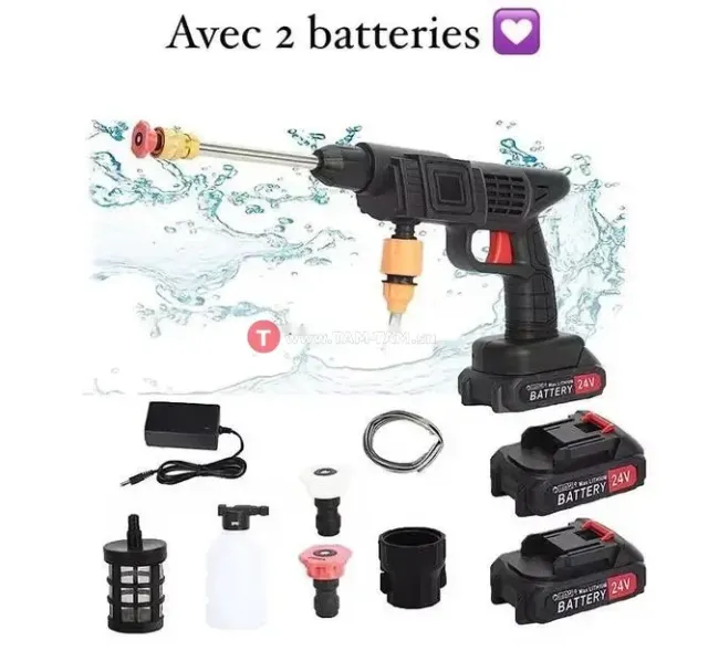 Pistolet haute pression sans fil 2 batteries 24V