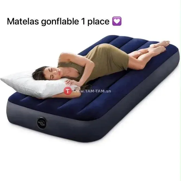 Matelas gonflable 1 place bleu marine léger durable