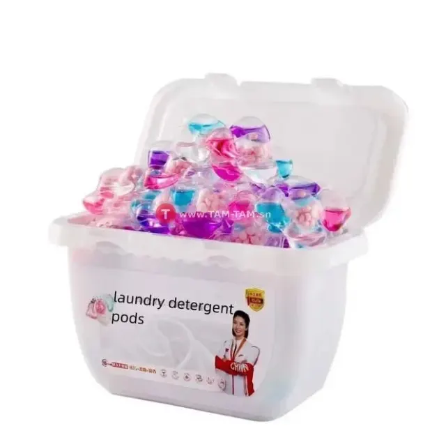 Capsules lessive multicolores boîte hermétique 30 pcs