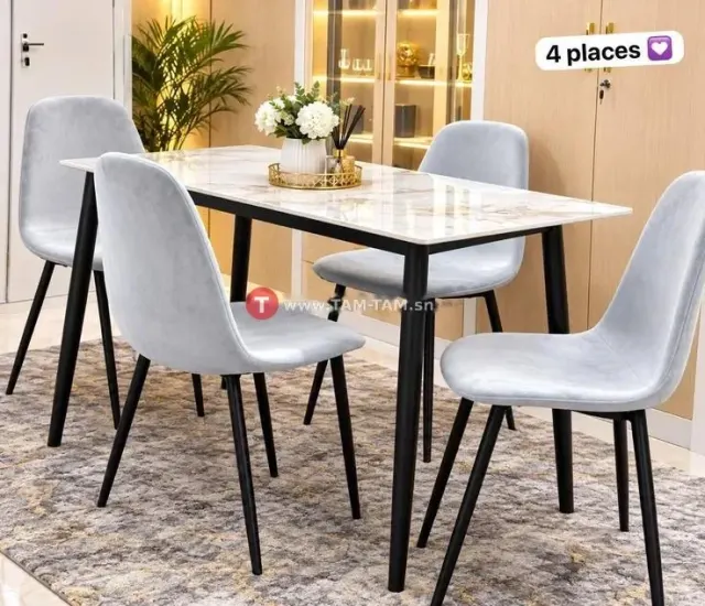 Ensemble table marbre + 4 chaises