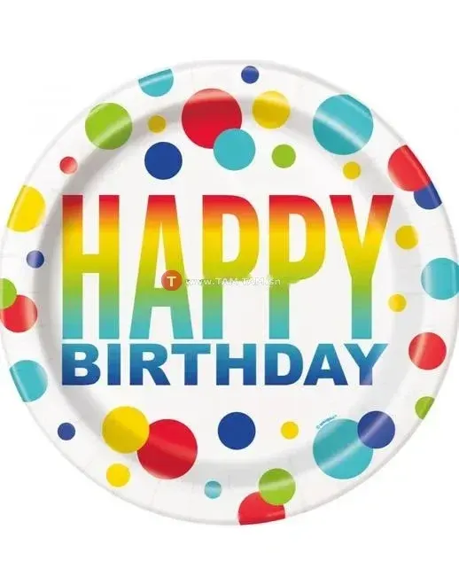 Pack de 8 assiettes HAPPY BIRTHDAY en carton