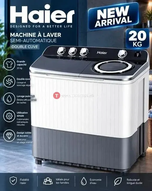 machine à laver Haier 20kg semi-automatique