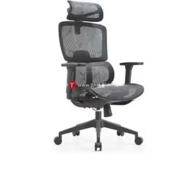 Chaise bureau ergonomique noire maille avec appui-tête