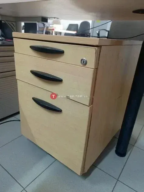 Tiroirs rangements bureau bois clair 3 tiroirs avec serrure