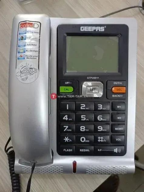 Geepas GTF3011 téléphone filaire écran LCD argent