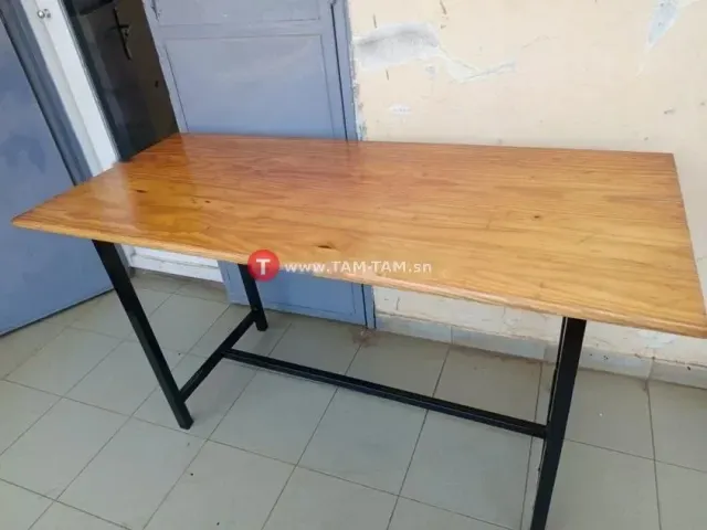 Table bureau bois naturel pieds métal noir grande surface