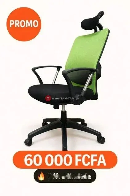 Chaise bureau ergonomique vert noir avec appui-tête