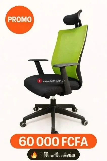 Chaise bureau ergonomique vert noir appui-tête réglable