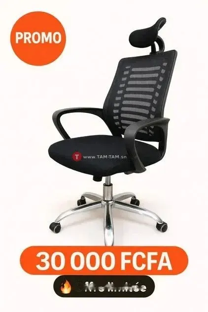 Chaise bureau ergonomique noire appui-tête réglable