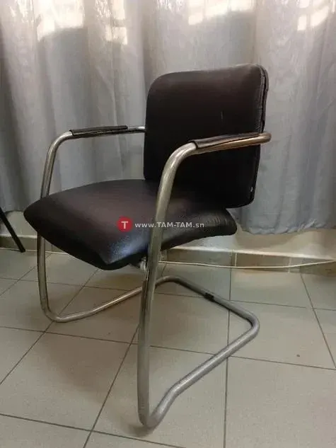 Chaise bureau vintage cuir synthétique noir métal
