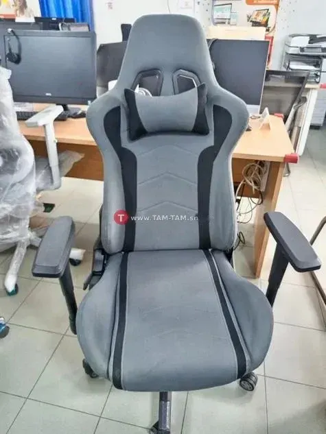 Chaise de bureau ergonomique gris coussin lombaire