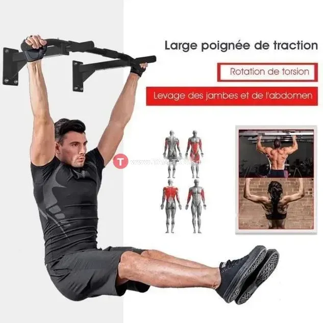 Barre de traction murale noire- barre fixe