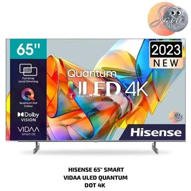 TELEVISEUR HISENSE 65 ULED SMARTVIDAA QUANTUM DOT 4K 65U7N