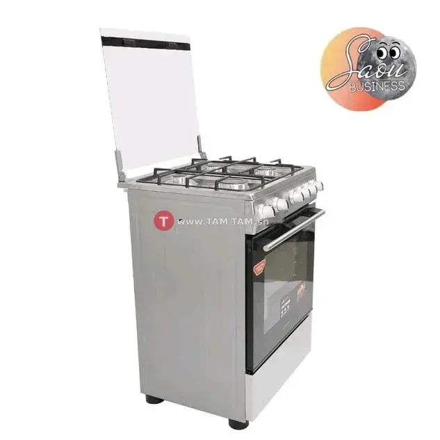 CUISINIERE ASTECH 4FEUX 60X60 + FOUR A GAZ FULL OPTION GRIS