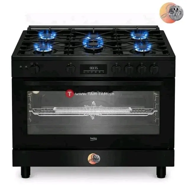 CUISINIERE BEKO 5FEUX 90X60 A GAZ NOIR BGGR11225GB