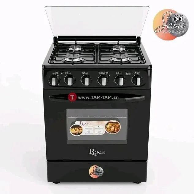 CUISINIERE ROCH 4FEUX 60X60 FULL OPTION NOIR RGC60G4GB
