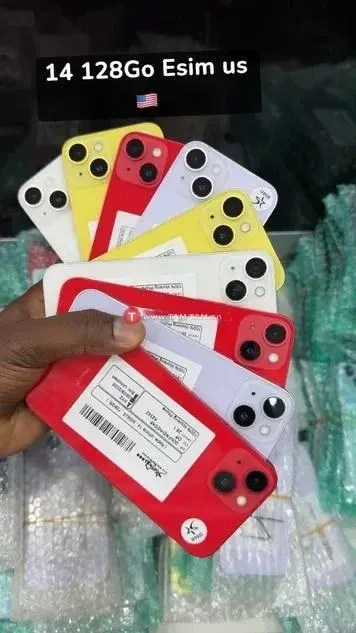 iPhone 14 128 Go Esim US Rouge Jaune Blanc Noir