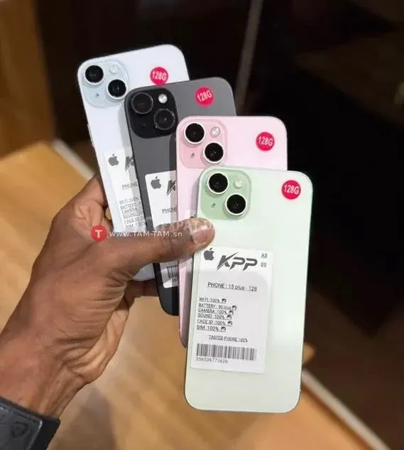 Apple iPhone 15plus 128 Go Vert Rose Noir Blanc