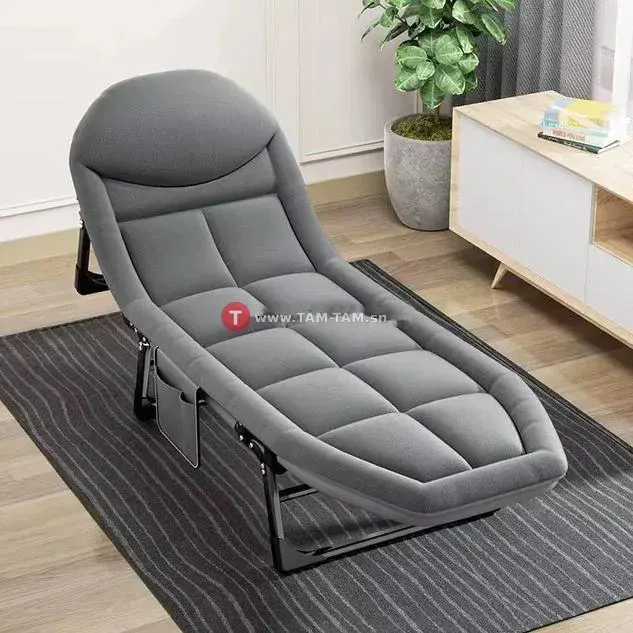 Chaise longue gris ergonomique réglable confortable