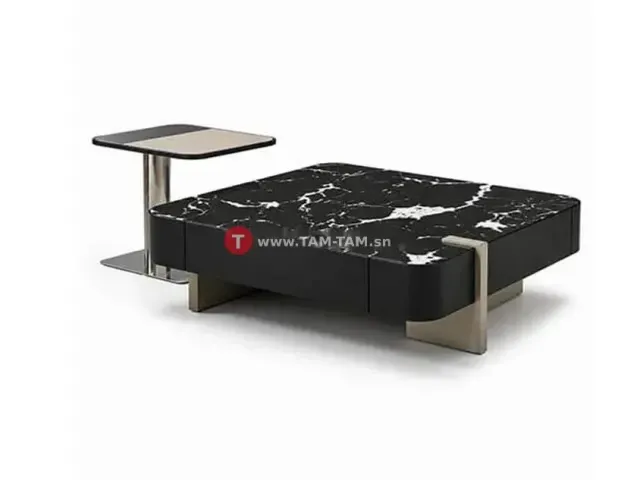 TABLE BASSE EN MARBRE+VERRE