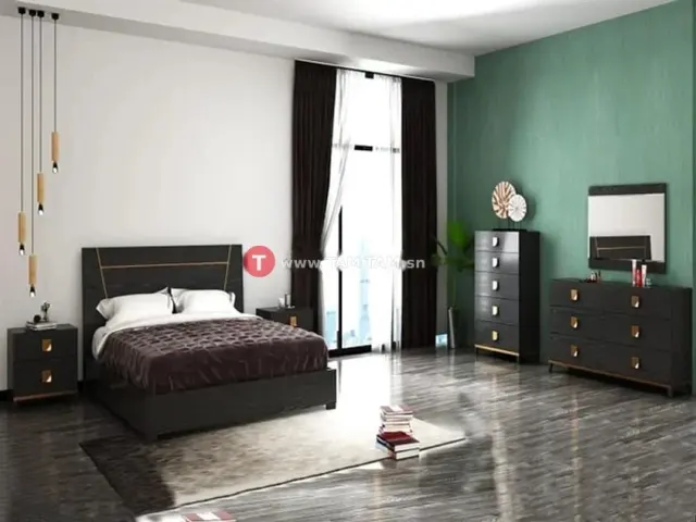 CHAMBRE A COUCHER REF 0121 PORTES BATTANTES NOIR/GOLD