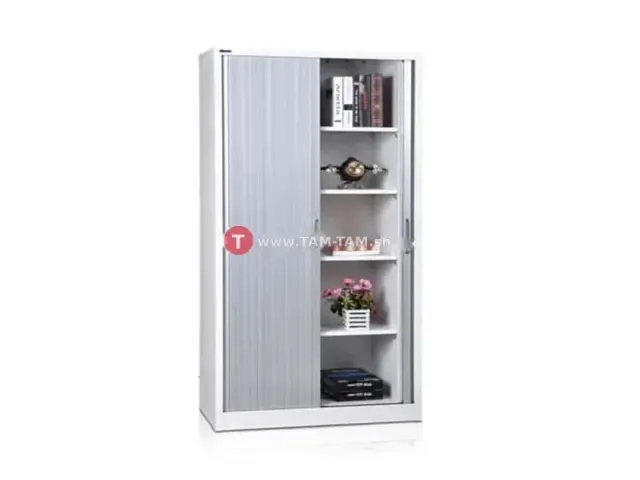 ARMOIRE METAL HAUTE A RIDEAUX FC-RC18 TOLE 6 GRIS