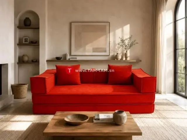 CANAPE COMPRESSE TISSU 3 PLACES QS-014L COULEUR ORANGE