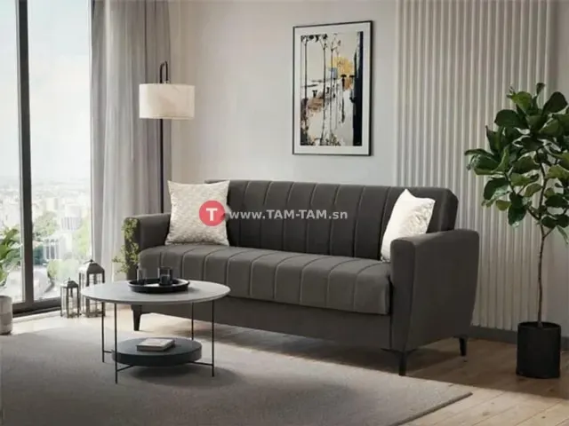 CANAPE EN TISSU 3 PLACES PRONTO COULEUR ANTHRASITE
