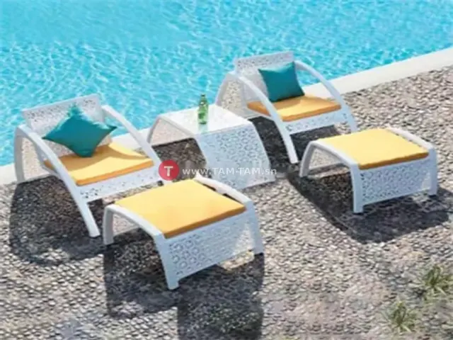TABLE TETE A TETE JARDIN +CHAISE +REPOSE PIED