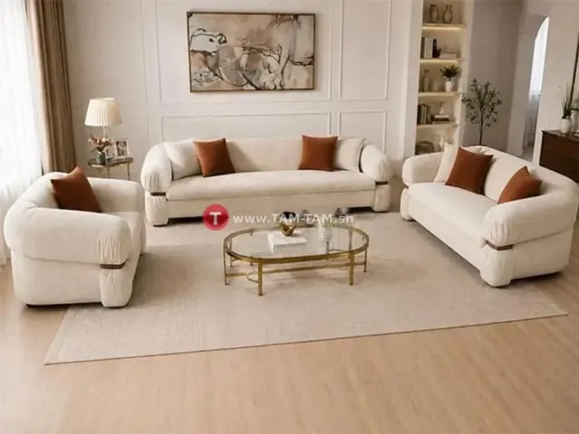SALON TISSU 6 PLACES S-1234 COULEUR GA-SOLO111 BEIGE