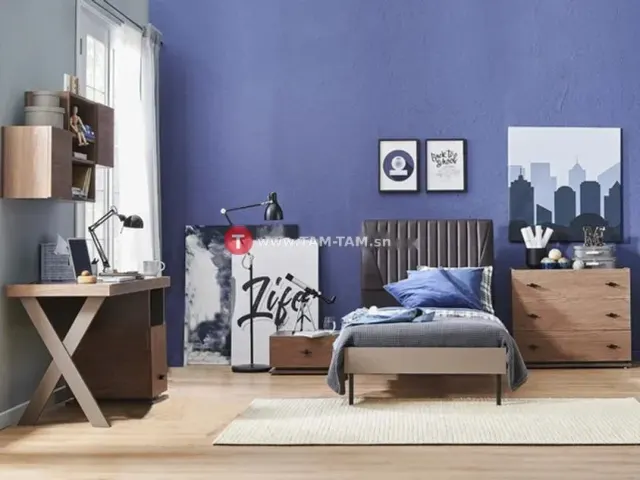 CHAMBRE A COUCHER ENFANT 120x200 AKRON COULISSANTES MARRON