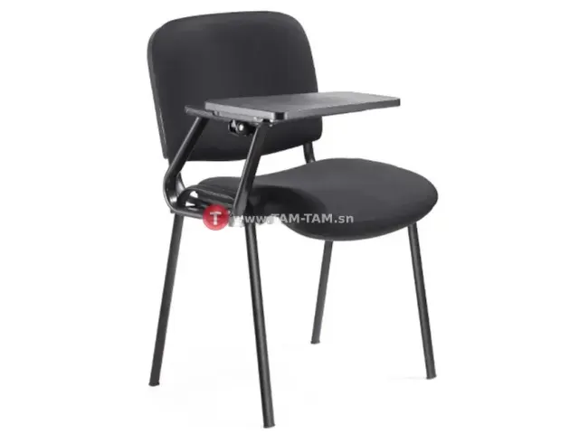 CHAISE ECOLIER AVEC SUPPORT TABLETTE TISSU NOIR