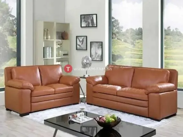 SALON CUIR 6 PLACES S-131 COULEUR A101 CHOCOLAT
