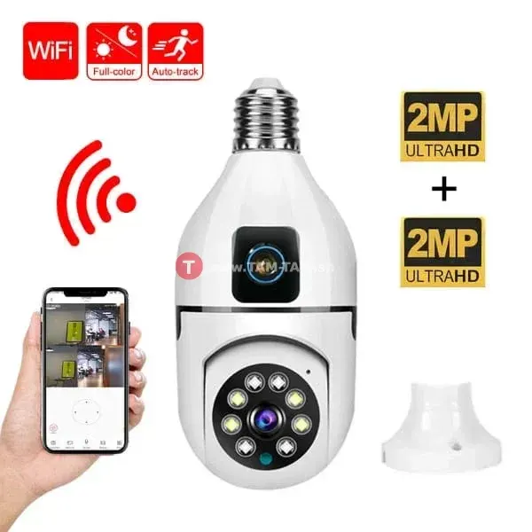 Lampe Caméra wifi 360° à double objectif